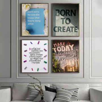 Born to Create | 4-Panel Motivational Wall Art