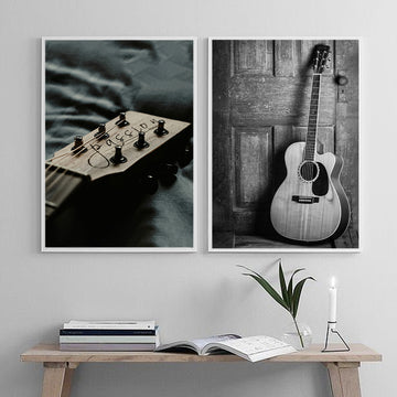 Grayscale Cut-away Acoustic Guitar | Premium HD Print on Acrylic Base | Artistic Wall Art