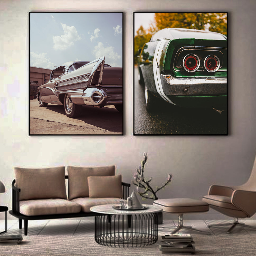 Vintage Car | Premium HD Print on Acrylic Base | 2-Panel Wall Art