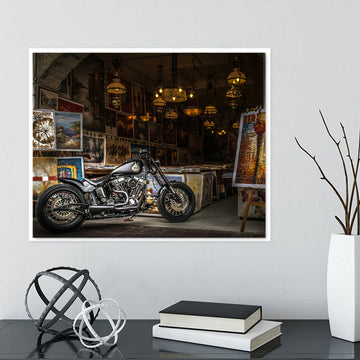 Black Harley-Davidson | Premium Vintage Art