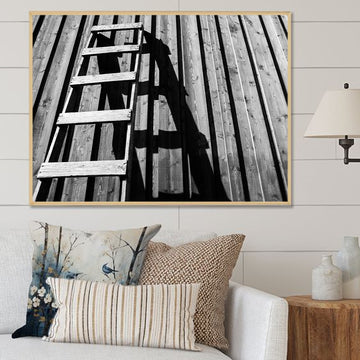 Grey Wooden Ladder | Vintage Wall Art