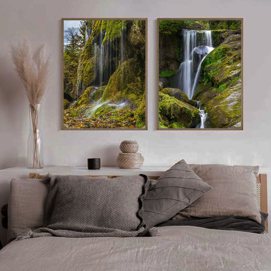 Forest Waterfall | 2 Panel Nature Wall Art Wall