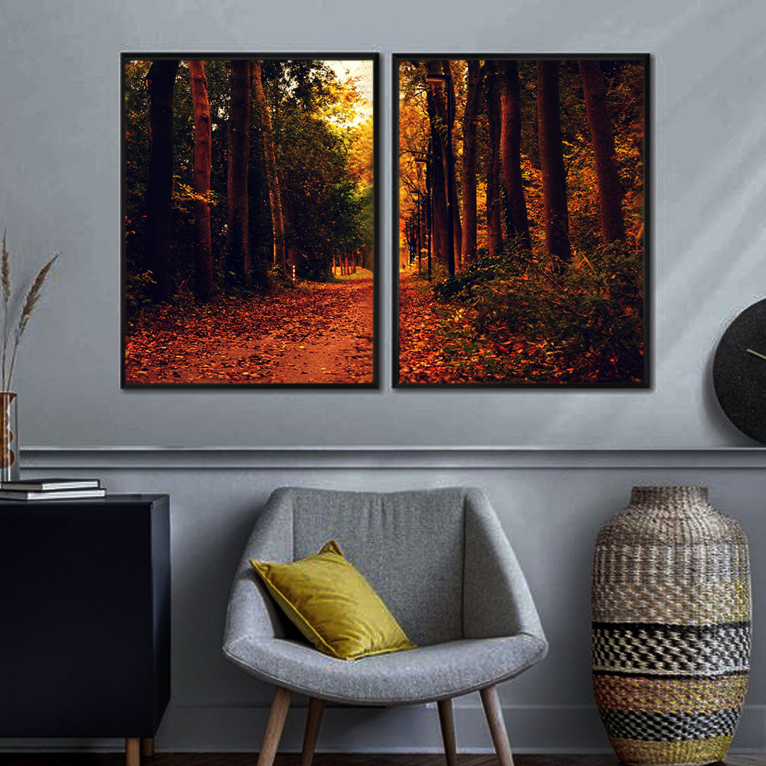 Beautiful Orange Forest | Premium HD Print on Acrylic Base | Amazing Wall Art