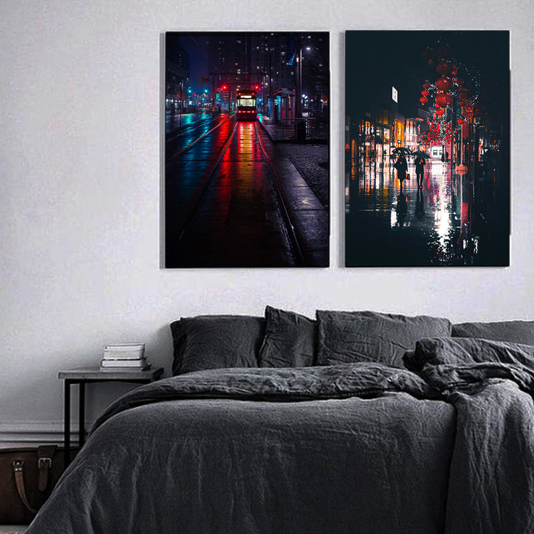 Rainy City Reflections | Visionary Wall Painting