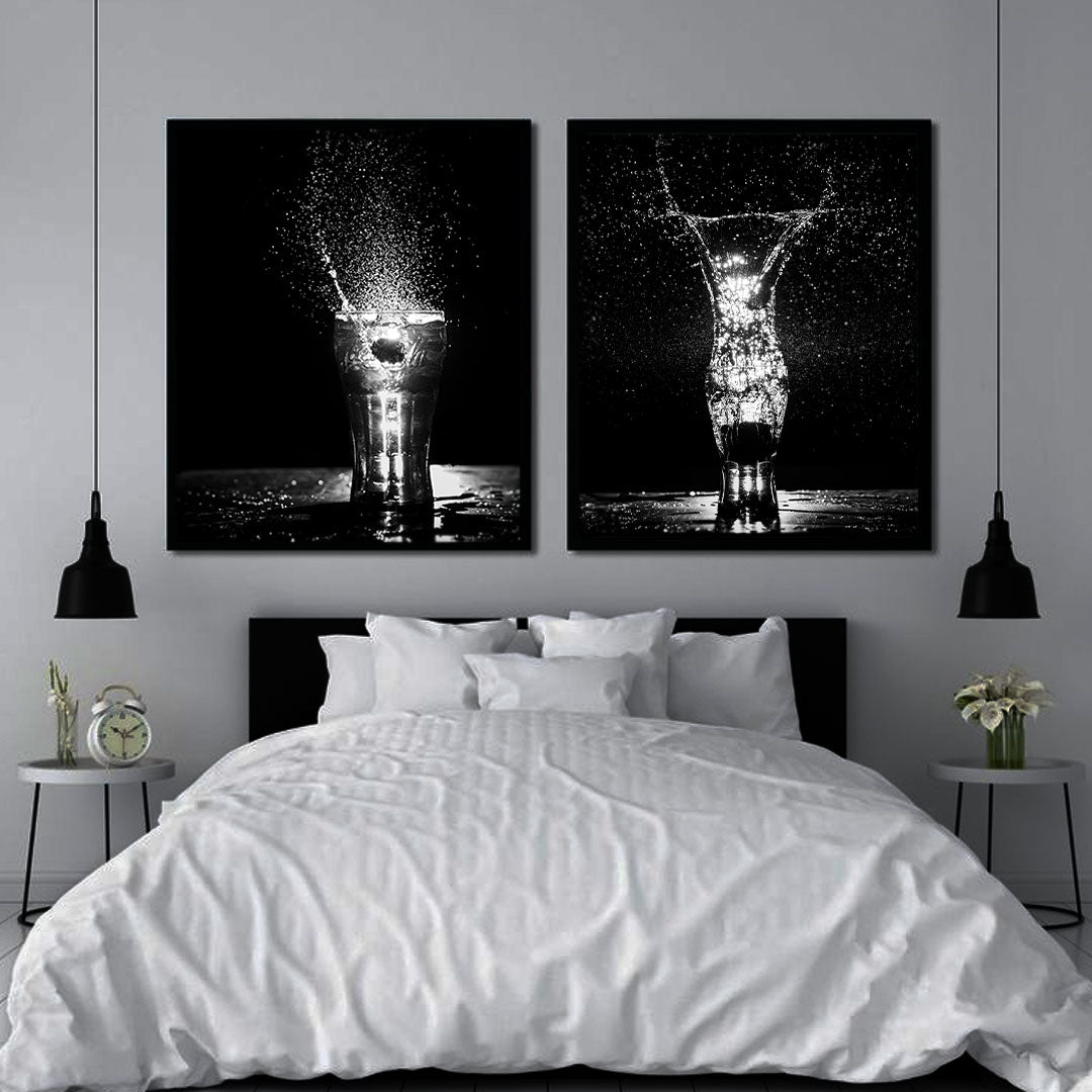 Water liquid Splashing on Isolated Black Background | Premium HD Print on Acrylic Base | Perfect Wall Art