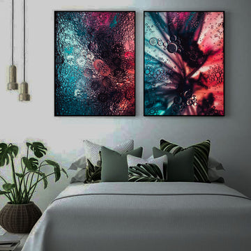Raindrops on the Window with Red and Blue Lights Wall Art