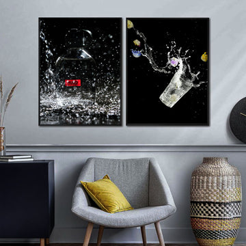 Water liquid Splashing on isolated black background | Premium HD Print on Acrylic Base | Creative Abstract Wall Art