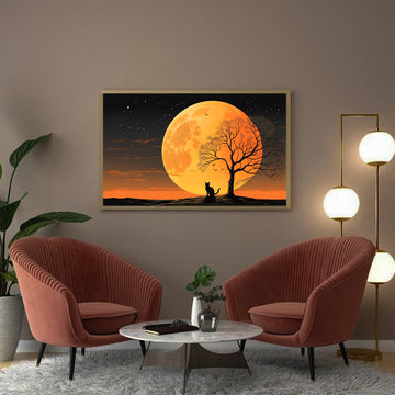Isolated Cat looking Sunset | Scenery Wall Art