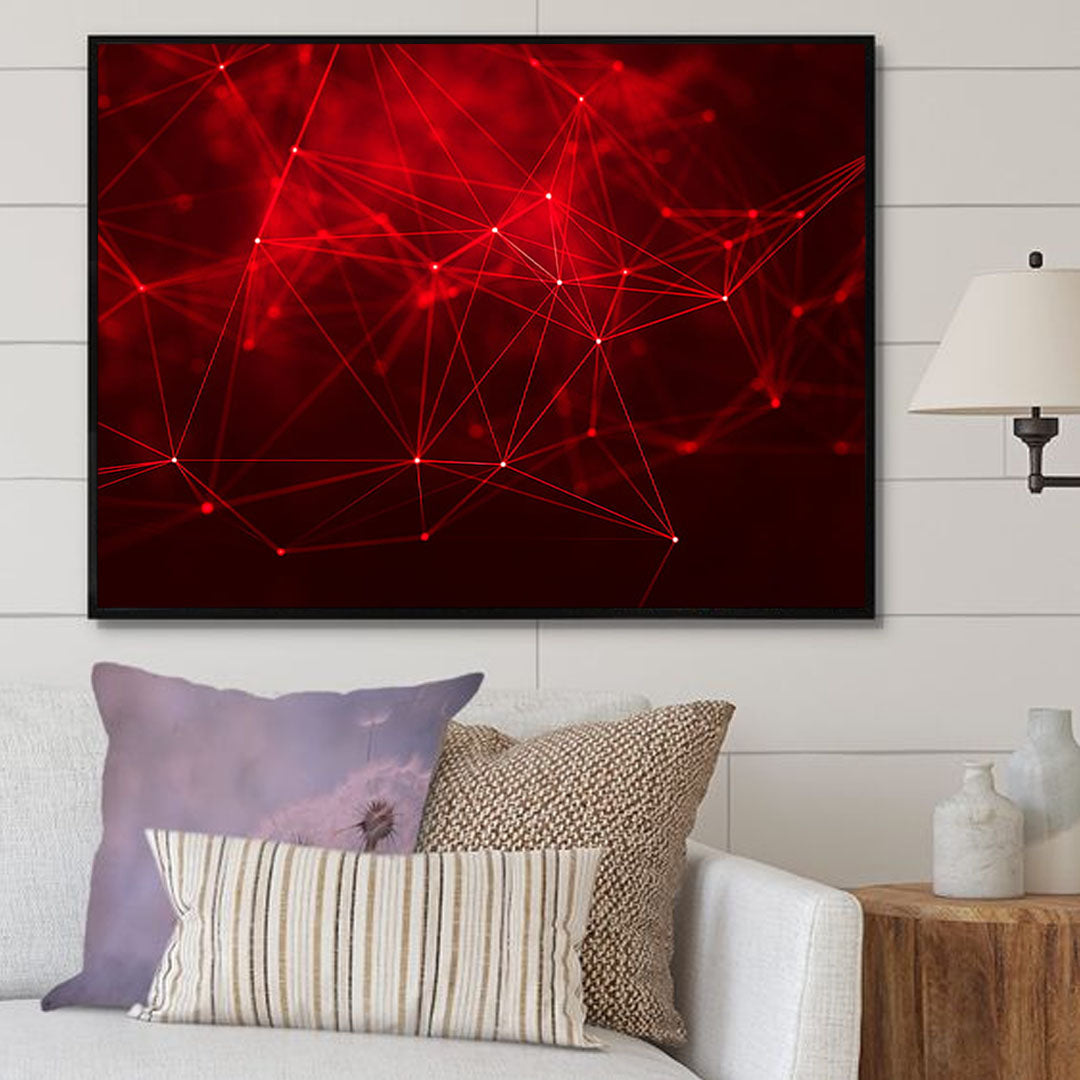 Abstract red background Network connection structure | 3D Wall Art