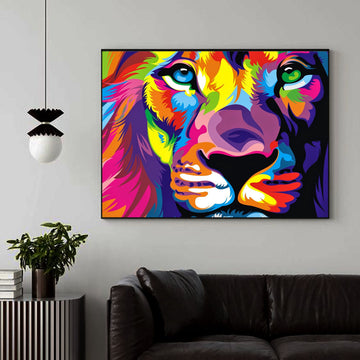 Rainbow Color Lion Abstract | Watercolor Art