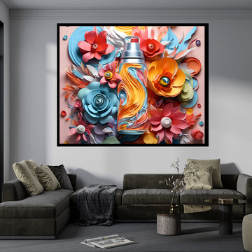 Bottle of Perfume Surrounded by Paper Flowers | 3D Art Work