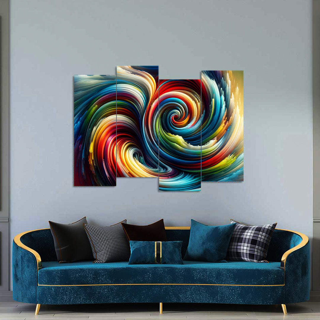 Splash of Colors | Premium HD Print on Acrylic Base | Creative AI 4-Panel Wall Art