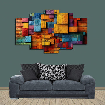 Vibrant Colorful Bricks | 5-Panel Artistic Wall Art