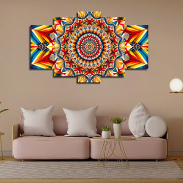 Traditional AI Generated Abstract Art | 5-Panel Beautiful Wall Art