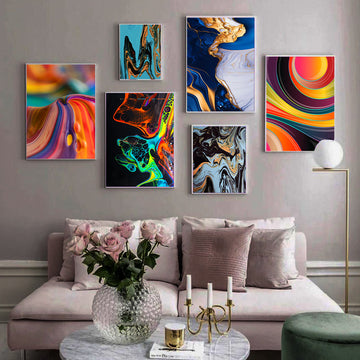 Perfectly Designed Liquid Abstract Wall | 6-Piece Beautiful Abstract Wall Art