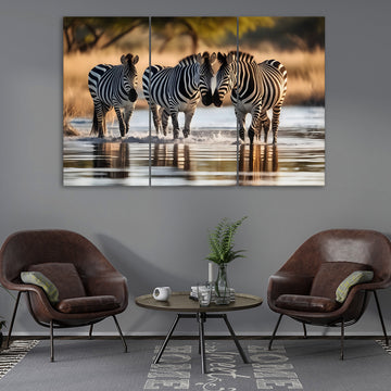 Insanely Detailed Cinematic Photography of 3 Zebras | Animal Wall Art
