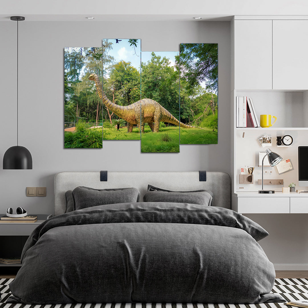 Dinosaur Animation | Premium HD Print on Acrylic Base | 4-Panel Kids Wall Art