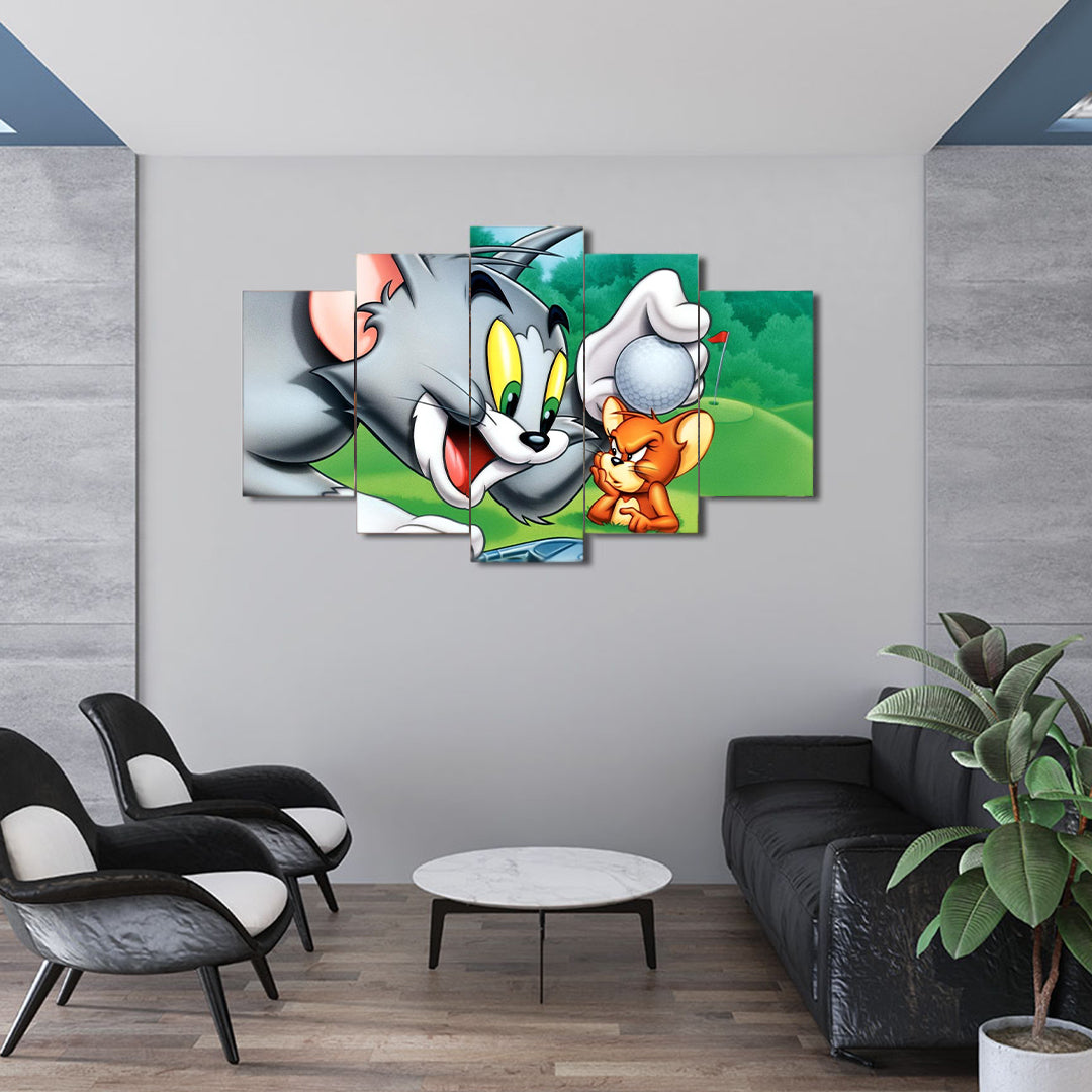 Tom & Jerry | 5-Panel Cartoon Wall Art