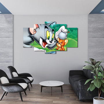 Tom & Jerry | 5-Panel Cartoon Wall Art