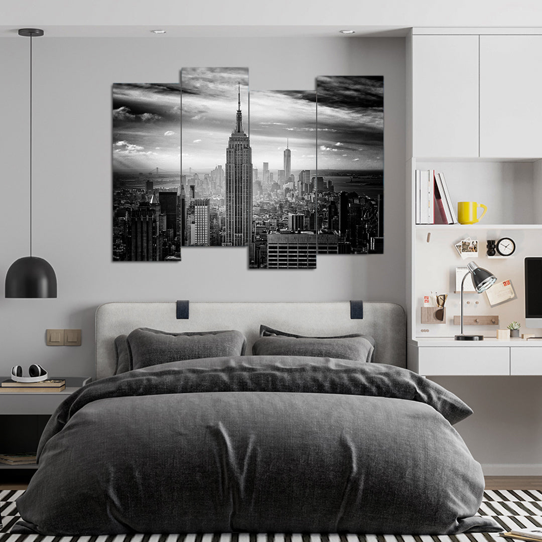 Black & White Skyline of New York City | Premium HD Print on Acrylic Base | Optimistic Wall Art