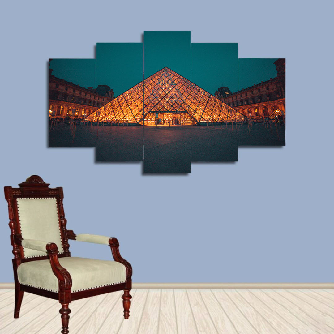 Aesthetic View of Louvre Museum Paris | 5-Panel Prestige Wall Art