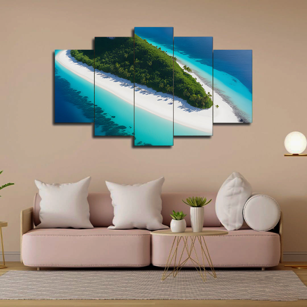 Dream Island | Premium HD Print on Acrylic Base | Breathtaking 5-Panel Wall Art