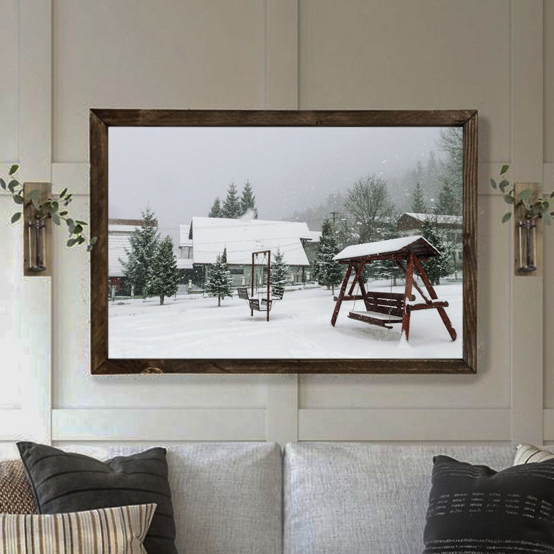 Wooden Swing covered in Snow | Winter Beauty Art