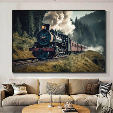 Artistic Vintage Train | AI Generated Locomotive Wall Art