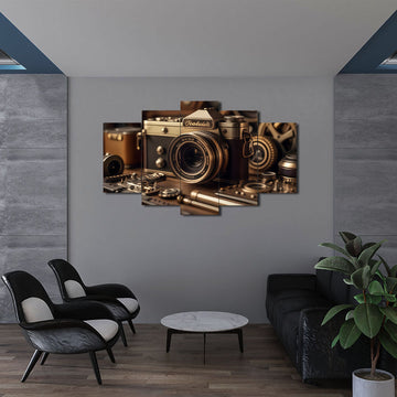 Classy Vintage Camera | AI Generated 5-Panel Noble Wall Art